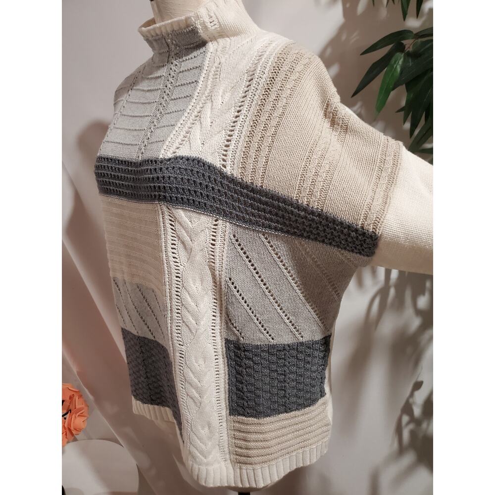 Ralph Lauren Chaps Cable Knit Patchwork Sweater W… - image 5